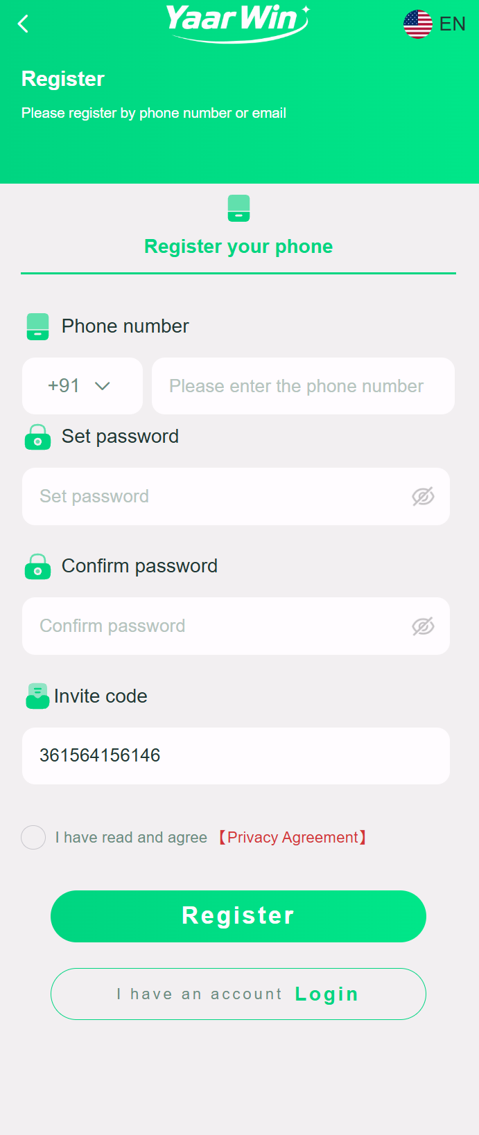 YaarWin game app screen